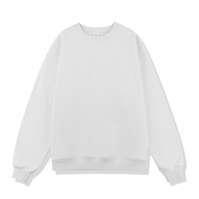 Solid Color Fleece-lined Crew Neck Sweater Men's Loose Heavy Thickening