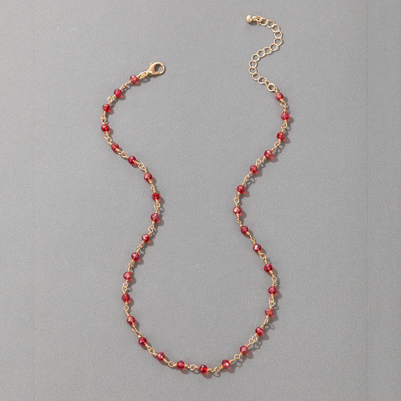 Necklace Bohemian Style Necklace Festive Red Simple Ins Single Layer Fashion Wear Matching Necklace