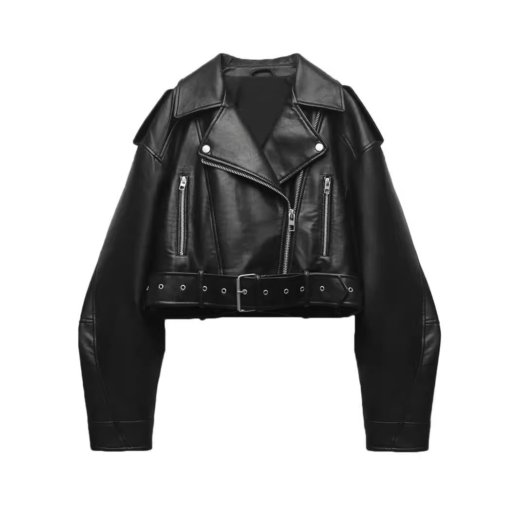 Gewaschene Leder Motorrad jacke Frauen