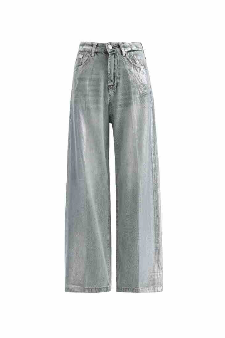 Europäische und amerikanische Mode Retro Heiße Silber Lose Jeans
