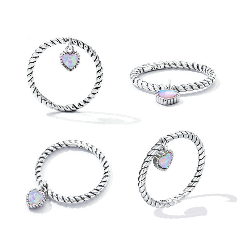 Ins Wind Opal Fried Dough Twist Ring Wall Ring Handwear