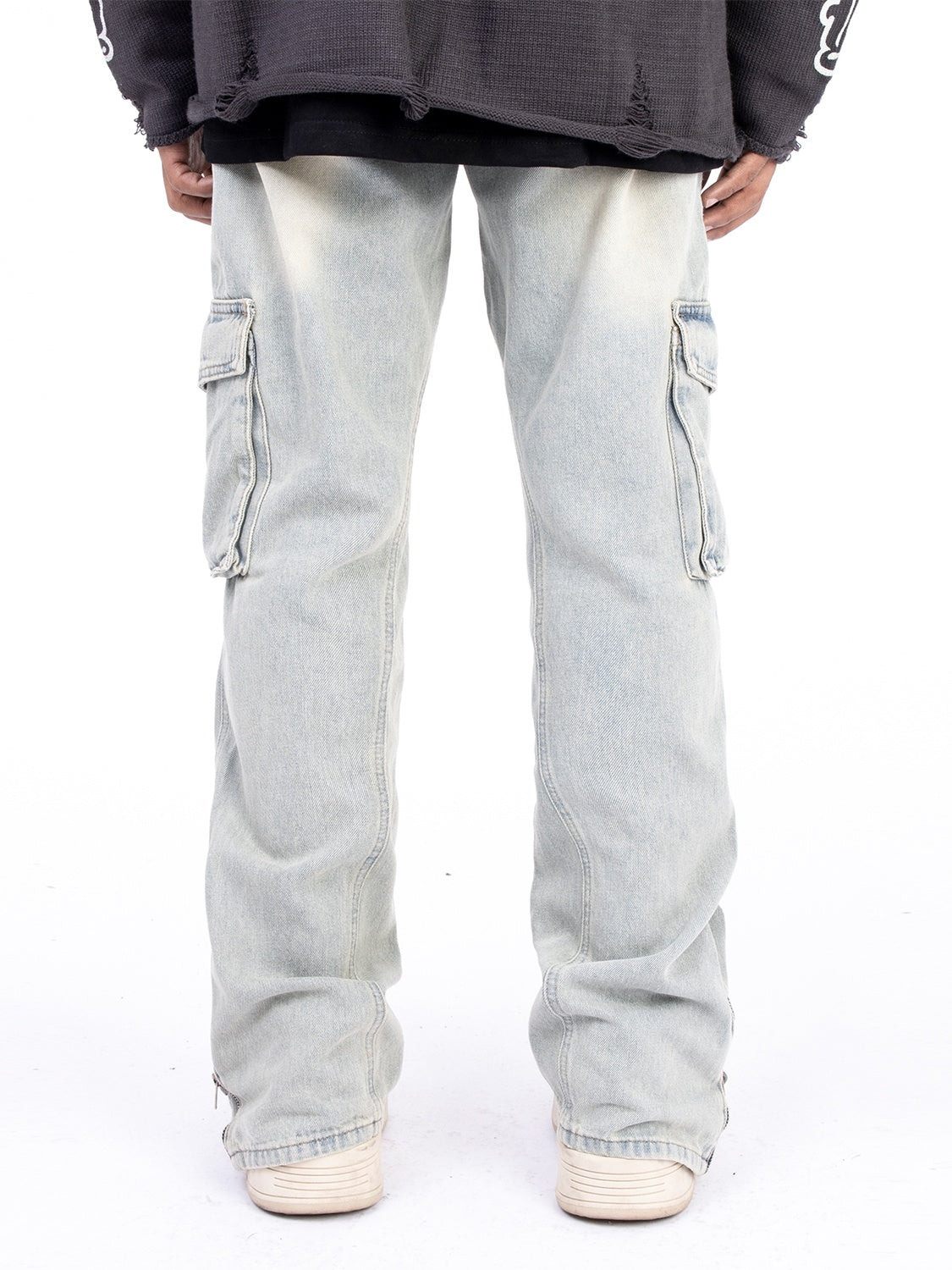 Herbst und Winter im amerikanischen Stil gewaschene und gefertigte alte mikro elastische Jeans mit Reiß verschluss Design am Saum für lässige Hosen