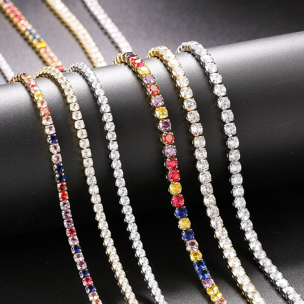 European And American Popular Hip-hop Zircon Tennis Chains For Men And Women