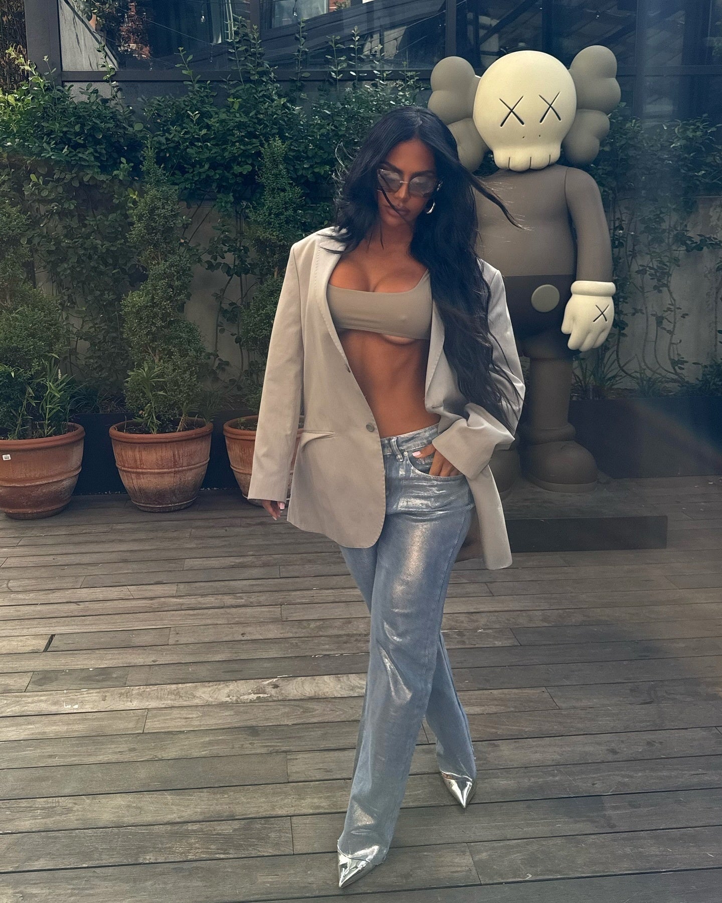 Europäische und amerikanische Mode Retro Heiße Silber Lose Jeans