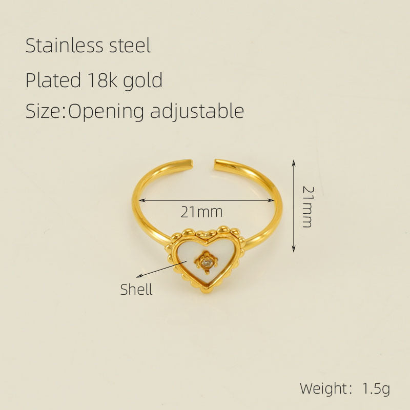 Heart-shaped Stainless Steel Ring Female Niche