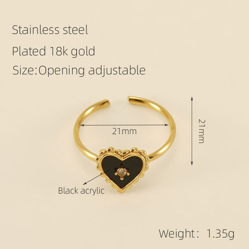 Heart-shaped Stainless Steel Ring Female Niche