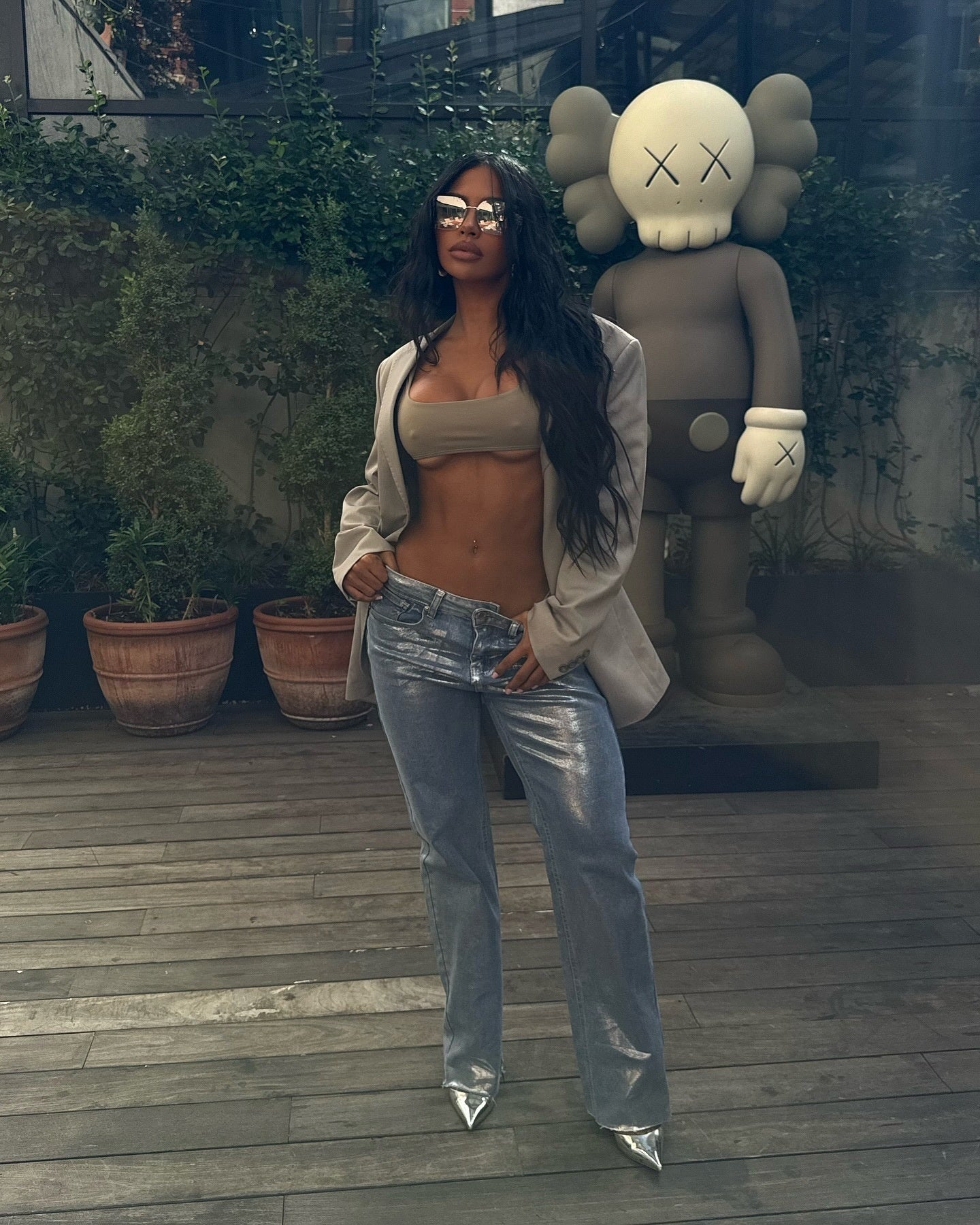 Europäische und amerikanische Mode Retro Heiße Silber Lose Jeans