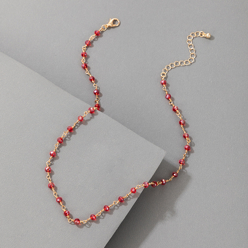 Necklace Bohemian Style Necklace Festive Red Simple Ins Single Layer Fashion Wear Matching Necklace