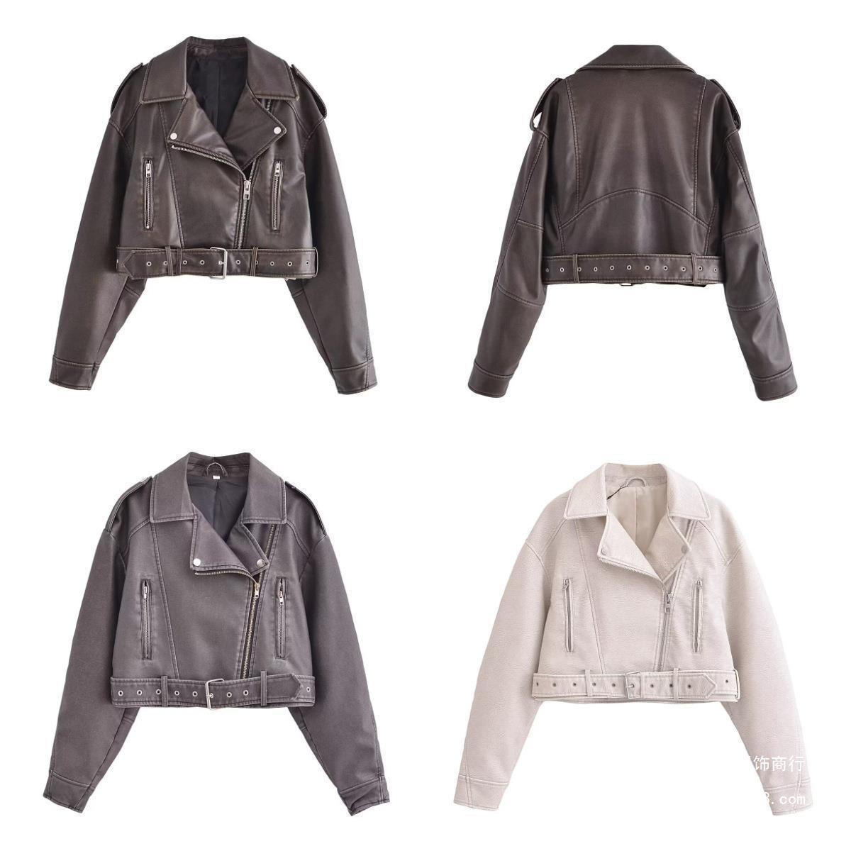Gewaschene Leder Motorrad jacke Frauen