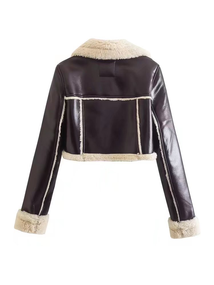 Frauen Kurze Revers Lange Hülse Dünne Mode Persönlichkeit Jacke Jacke