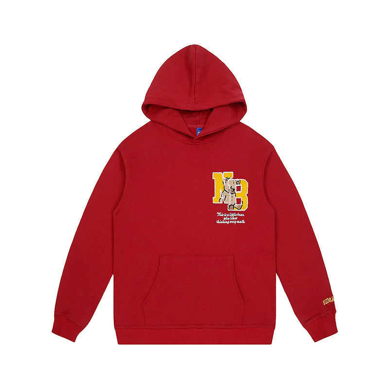 Loose Towel Embroidery Craft Couple Wear Casual Hooded Sweater Men