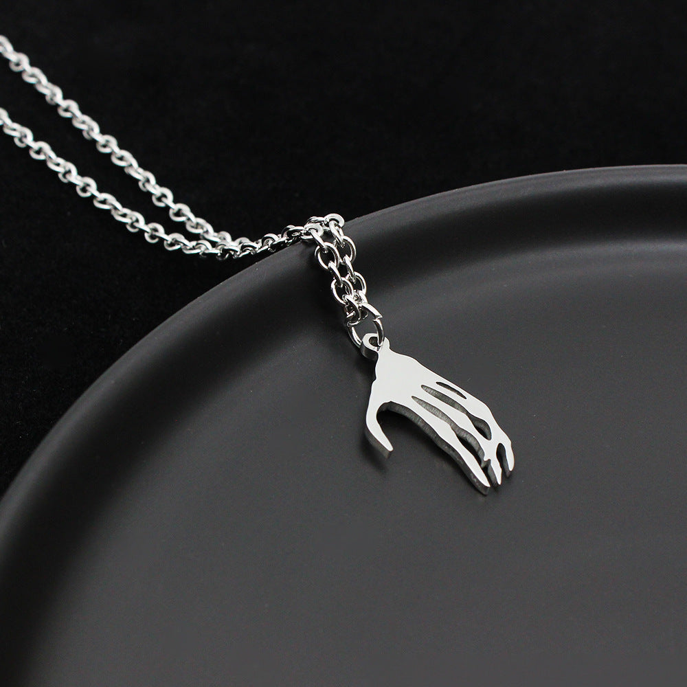 Skull Hand Stitching Love Couple Necklace Stainless Steel