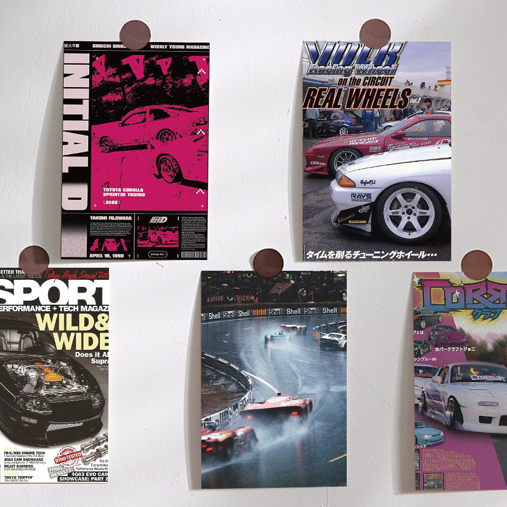 10 Retro Car Poster Wall Stickers For Students