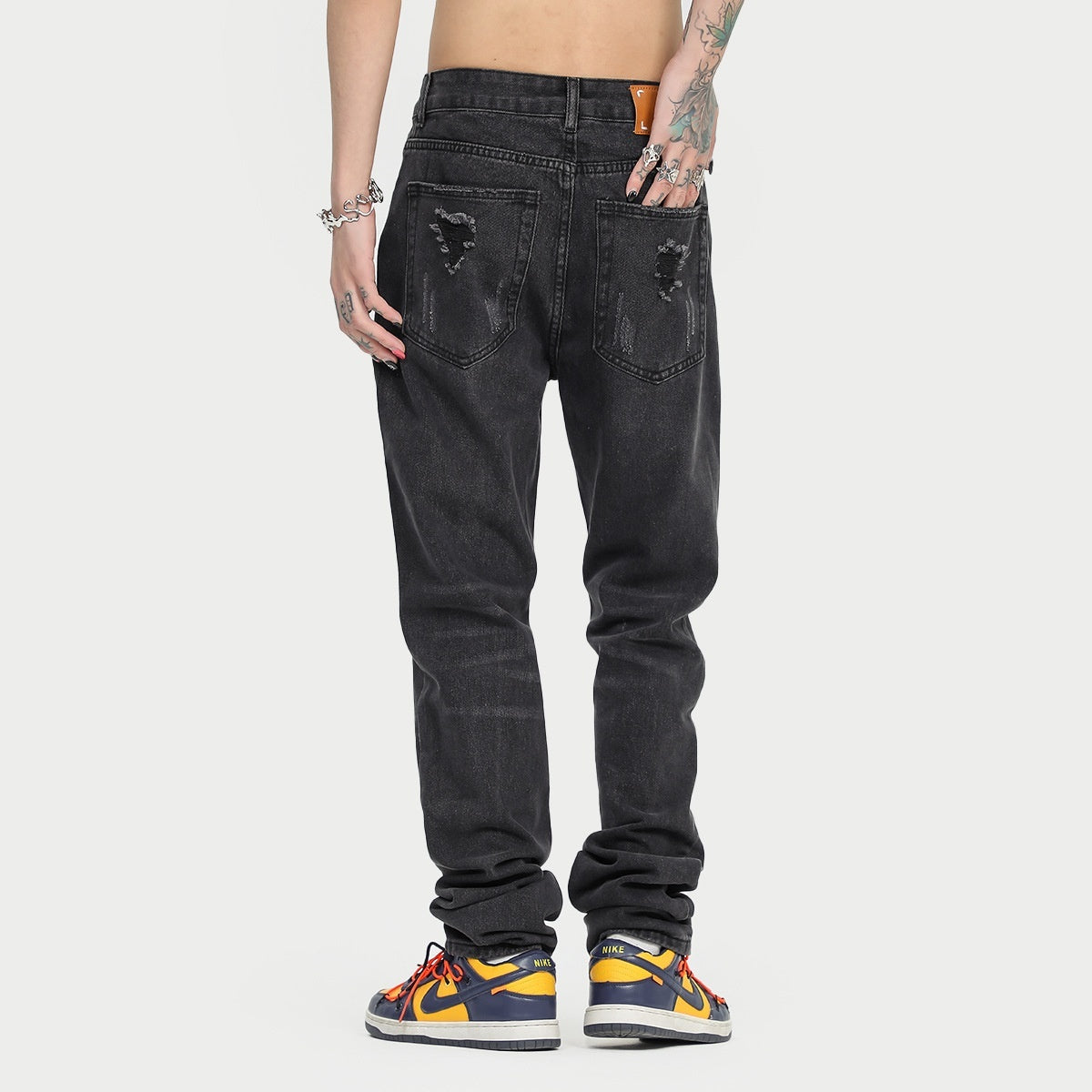 American-style Slim Fit Stretch-free High Street Retro Washed Jeans