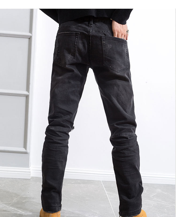 Hip Hop Trend Men's Belt Zipper Jeans