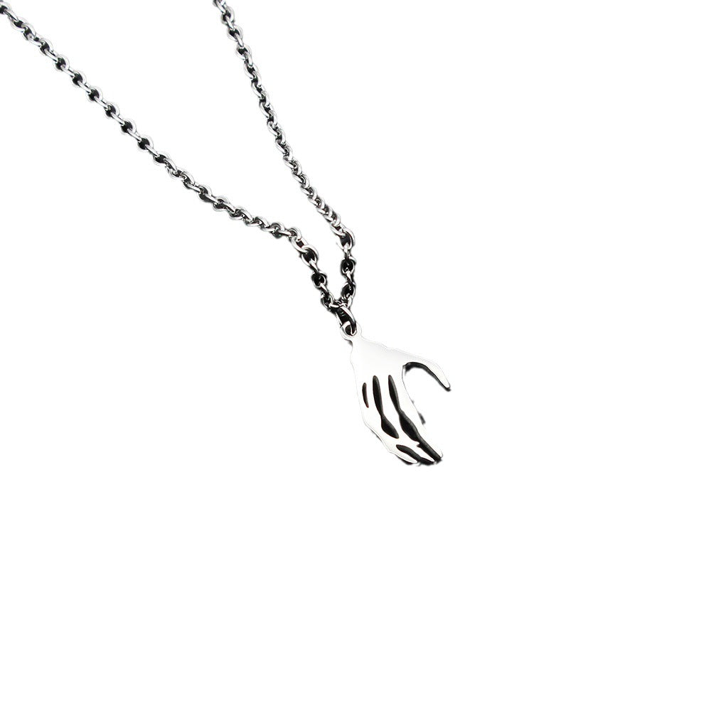 Skull Hand Stitching Love Couple Necklace Stainless Steel