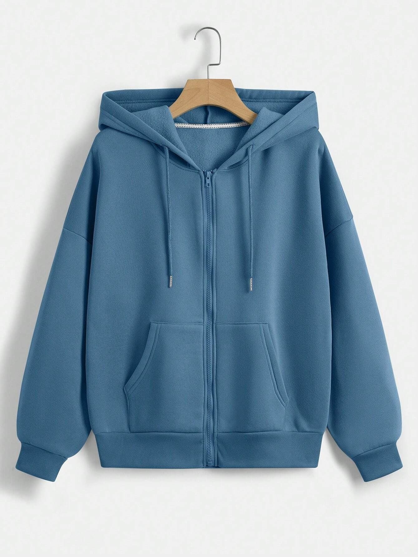 New Outdoor Drawstring Hoodie Zipper Pocket Casual Sweatshirt