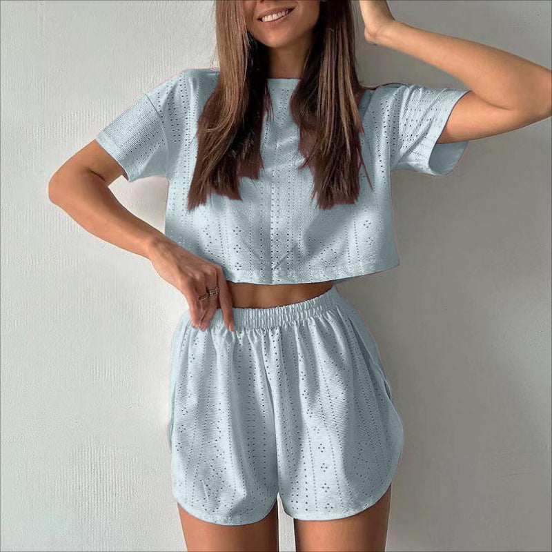 Hollow-out Cropped Two-piece Set
