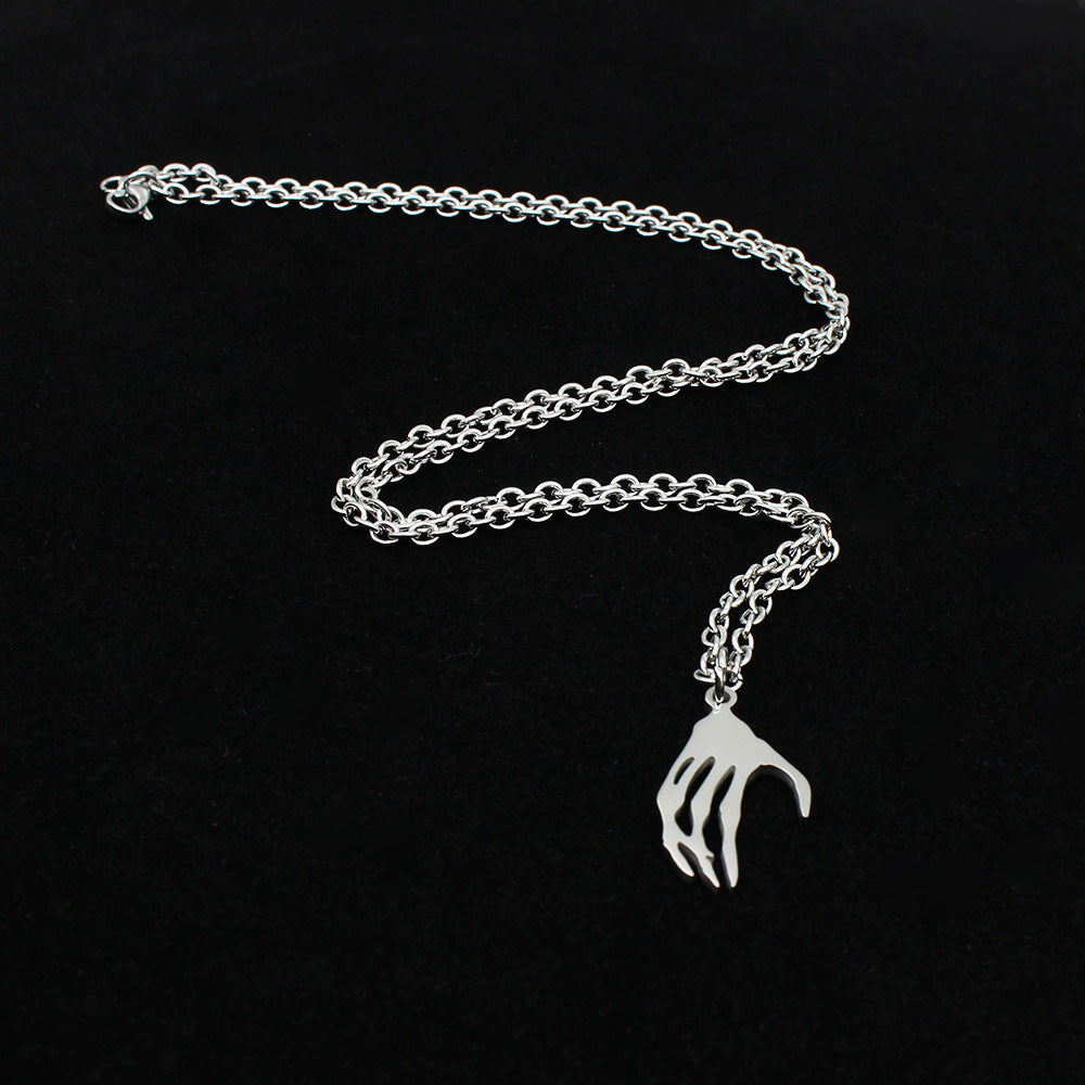 Skull Hand Stitching Love Couple Necklace Stainless Steel