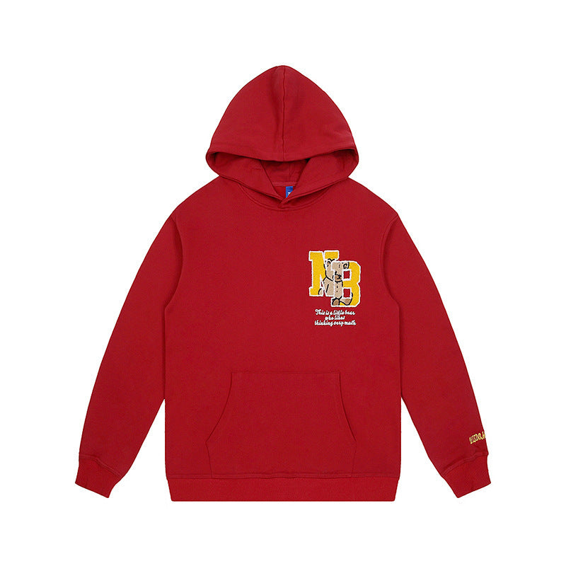 Loose Towel Embroidery Craft Couple Wear Casual Hooded Sweater Men