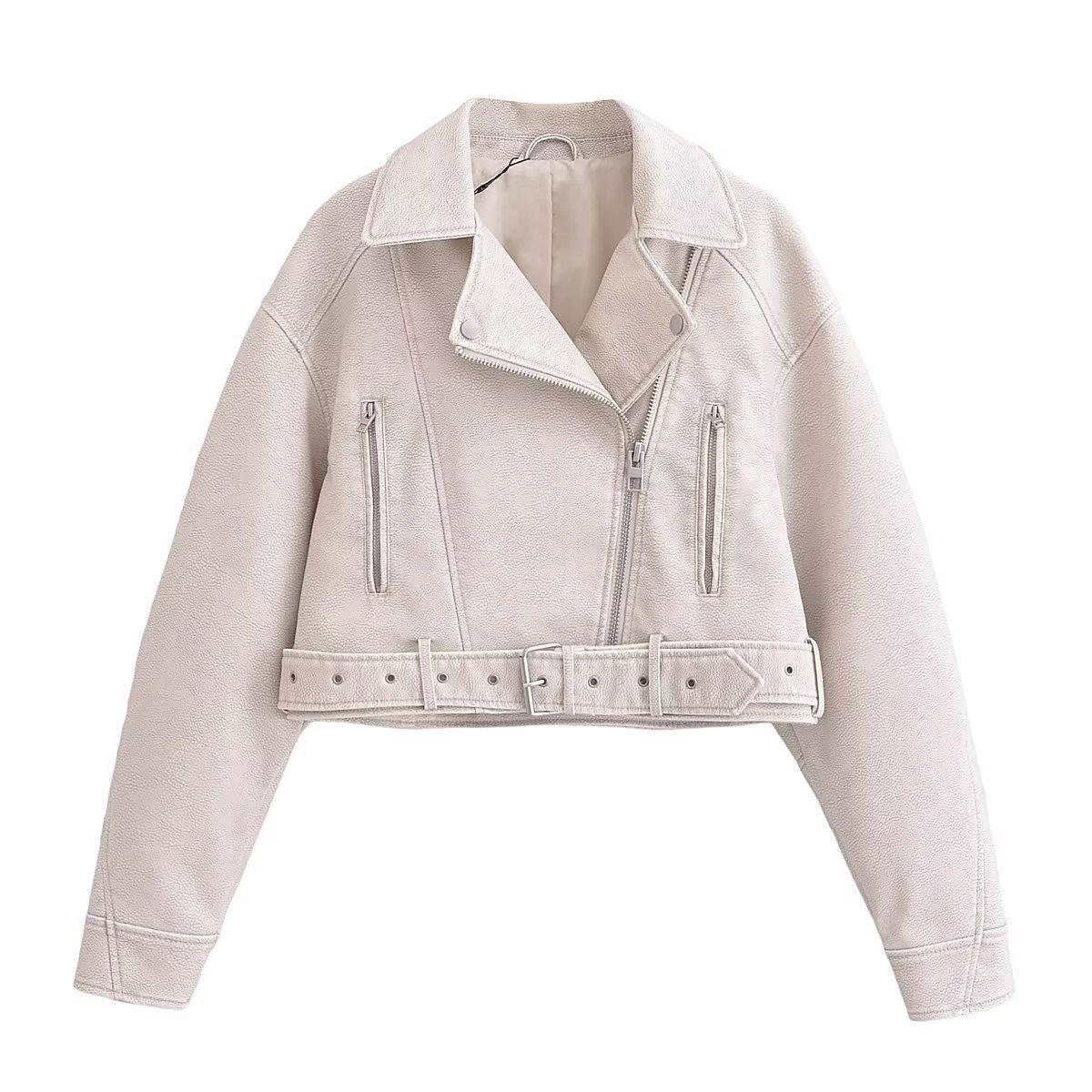 Gewaschene Leder Motorrad jacke Frauen