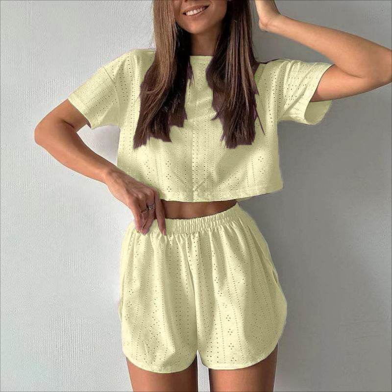 Hollow-out Cropped Two-piece Set