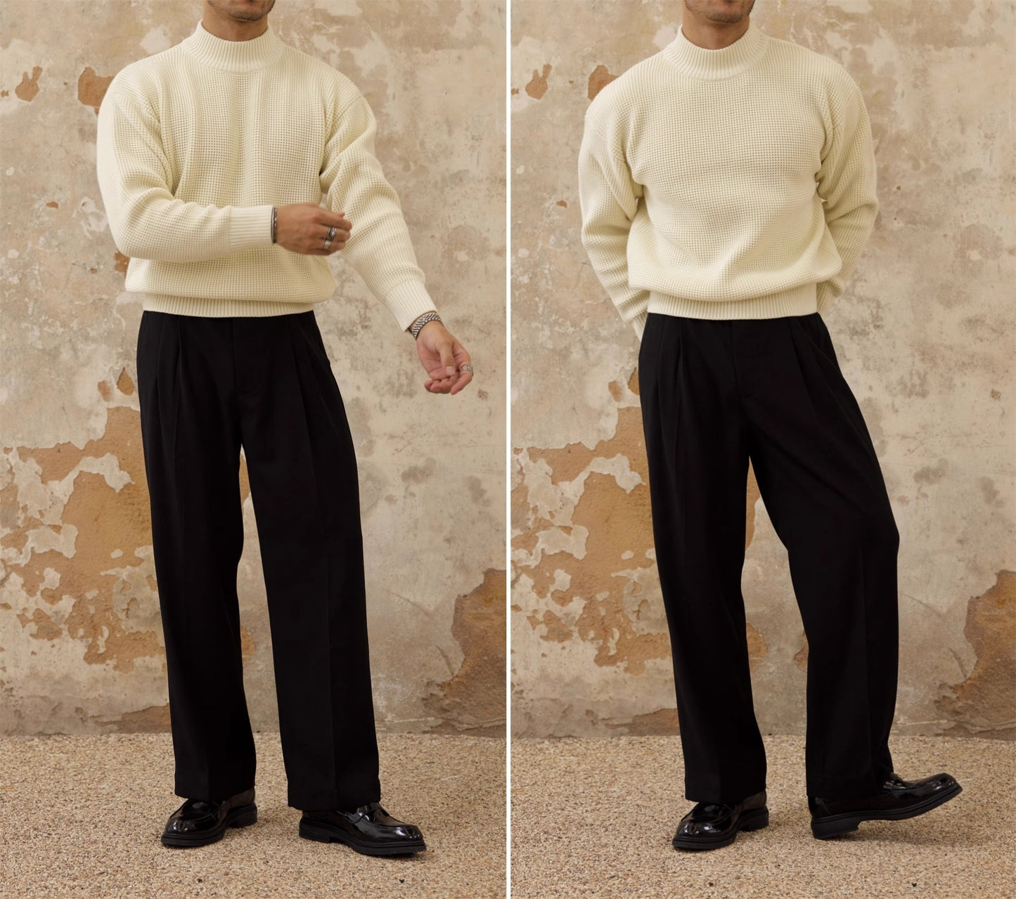 Thickened Half-high Collar Sweater Men's Cotton Thick