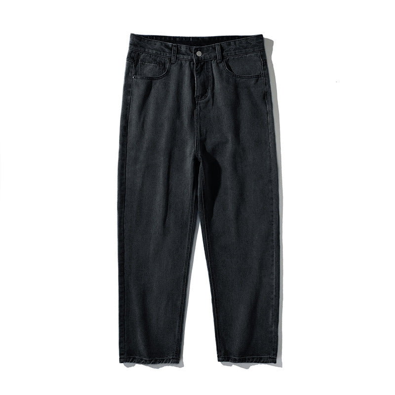 Simple Pure Color Jeans Men's Washed