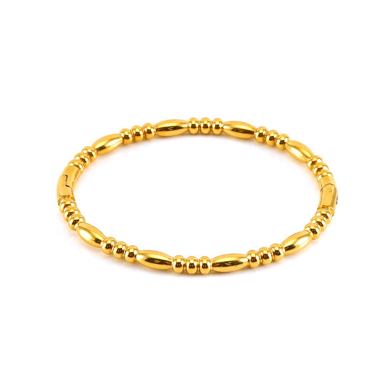 Fashion Bamboo Titanium Steel Bracelet Three Beads