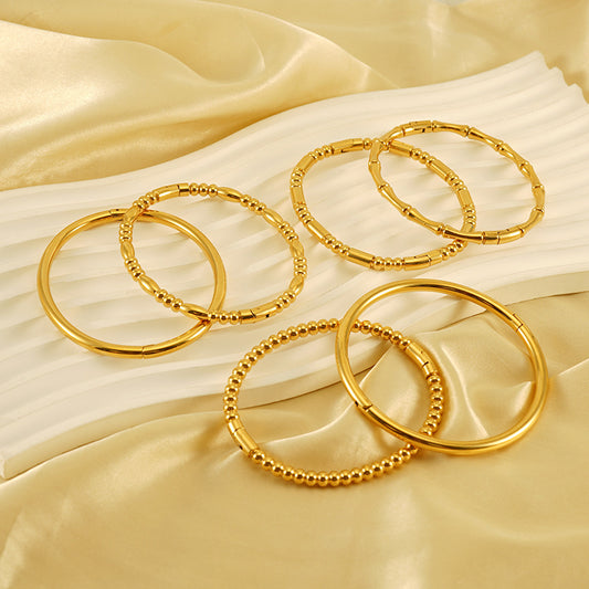 Fashion Bamboo Titanium Steel Bracelet Three Beads