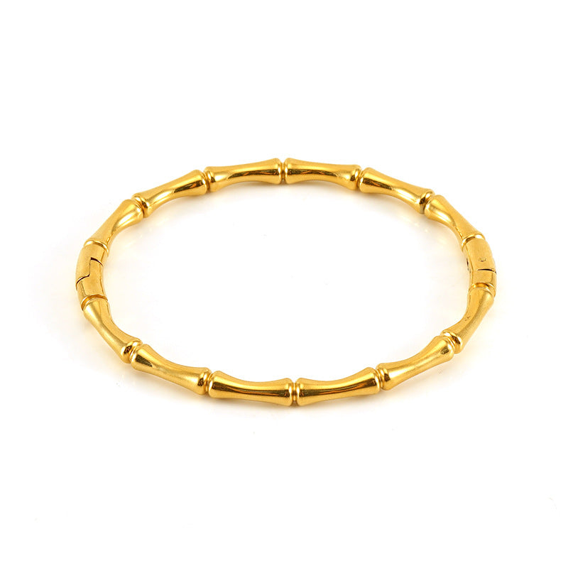 Fashion Bamboo Titanium Steel Bracelet Three Beads