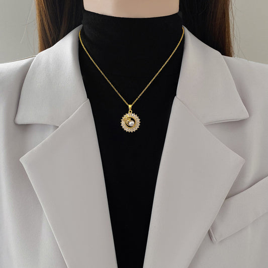 Square Full Diamond Personalized Round Ring Leaves Necklace And Earrings Suite