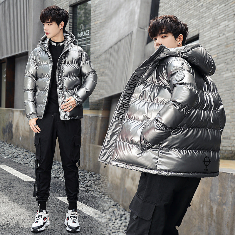 Winter New Bright Surface Cotton-padded Clothes Couple's Fashion Brand Bread Coat Cotton-padded Clothes