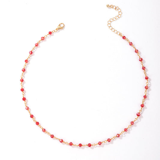 Necklace Bohemian Style Necklace Festive Red Simple Ins Single Layer Fashion Wear Matching Necklace