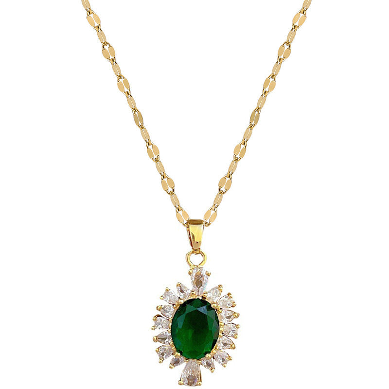 Rhombus Horse Eye Necklace And Earrings Set