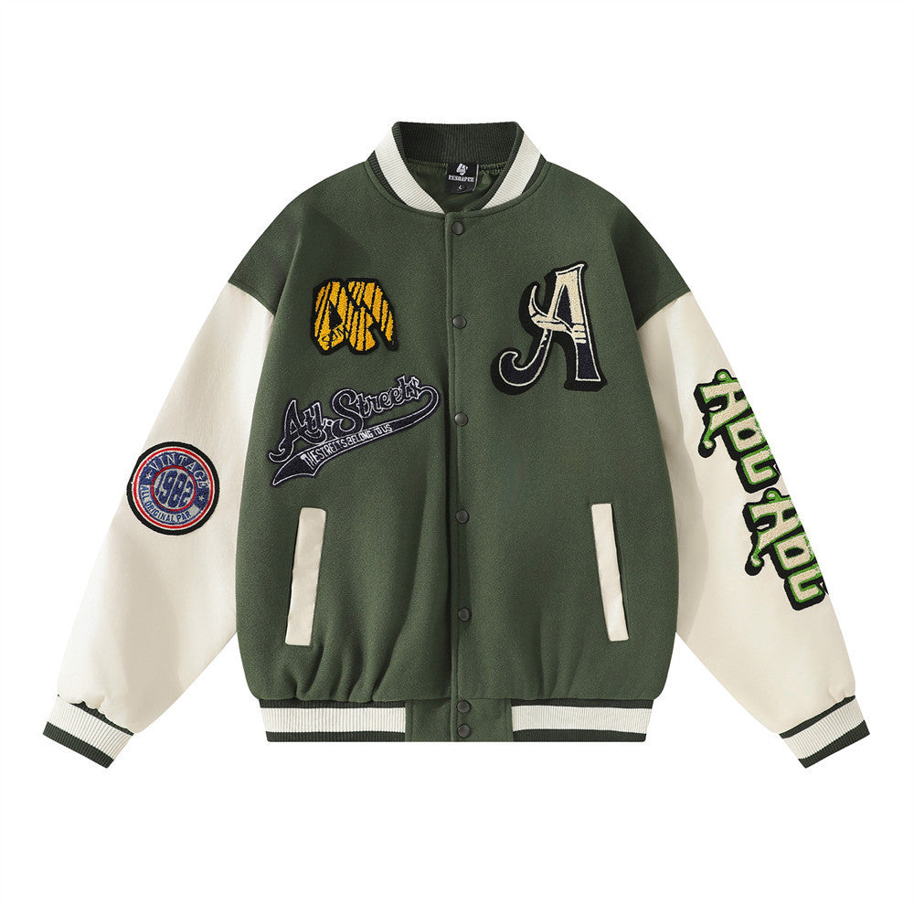 Fashion Brand European And American Embroidery Letter Pilot Baseball Uniform Men