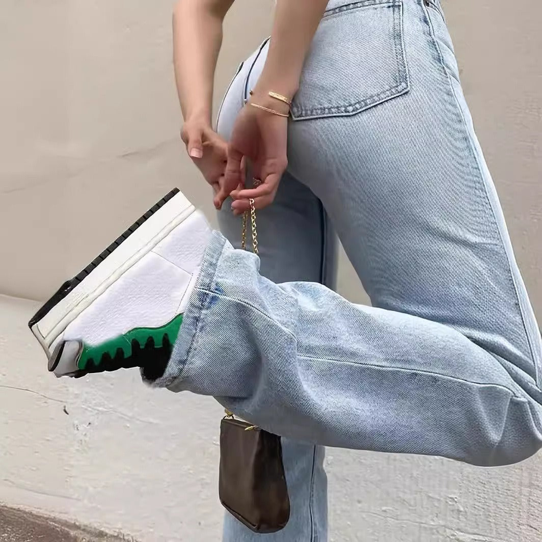 Frauen Europa und Amerika Cross Border Light Blue Slim Fit Hohe Taille Stretch Jeans