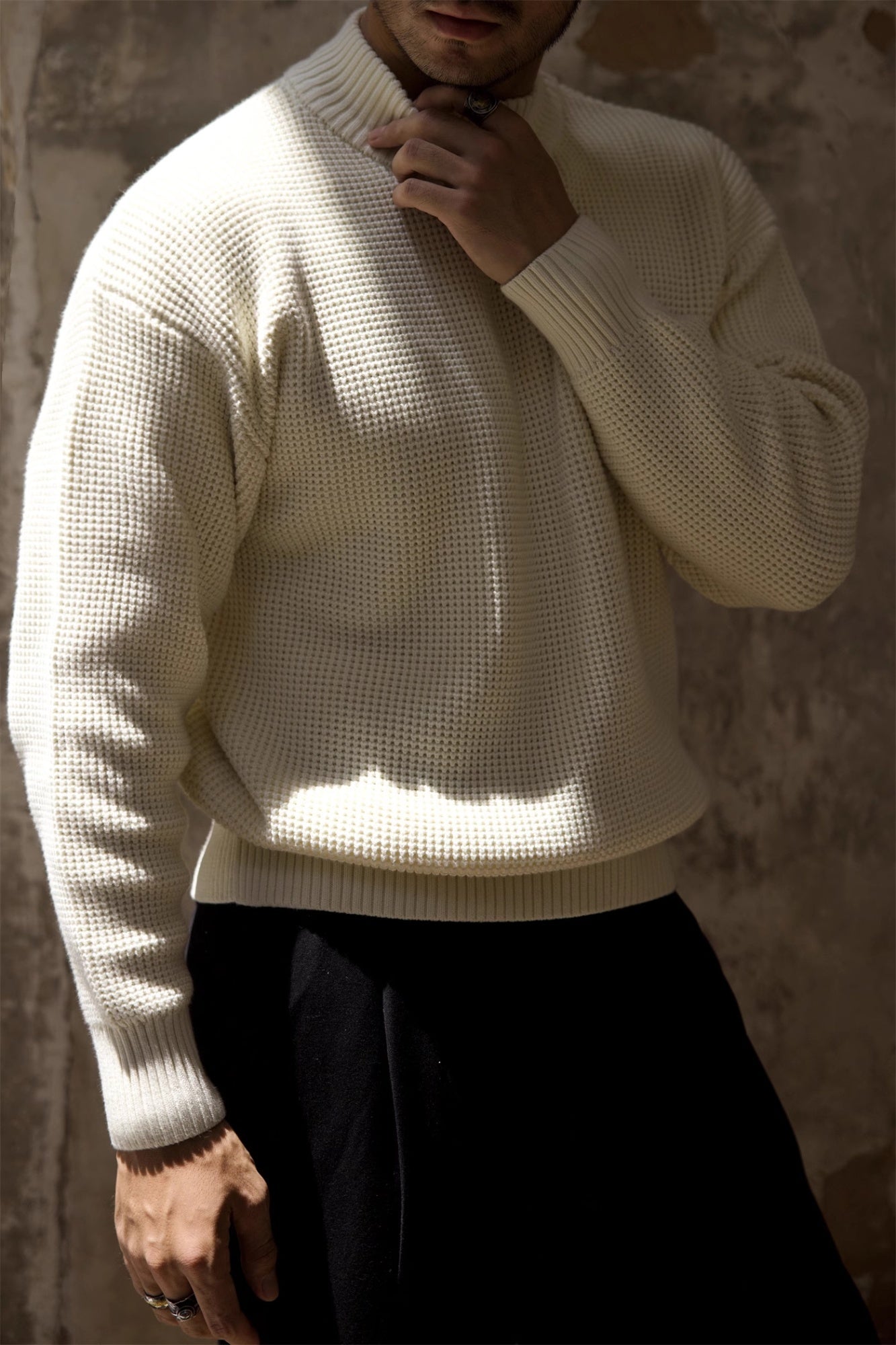 Thickened Half-high Collar Sweater Men's Cotton Thick