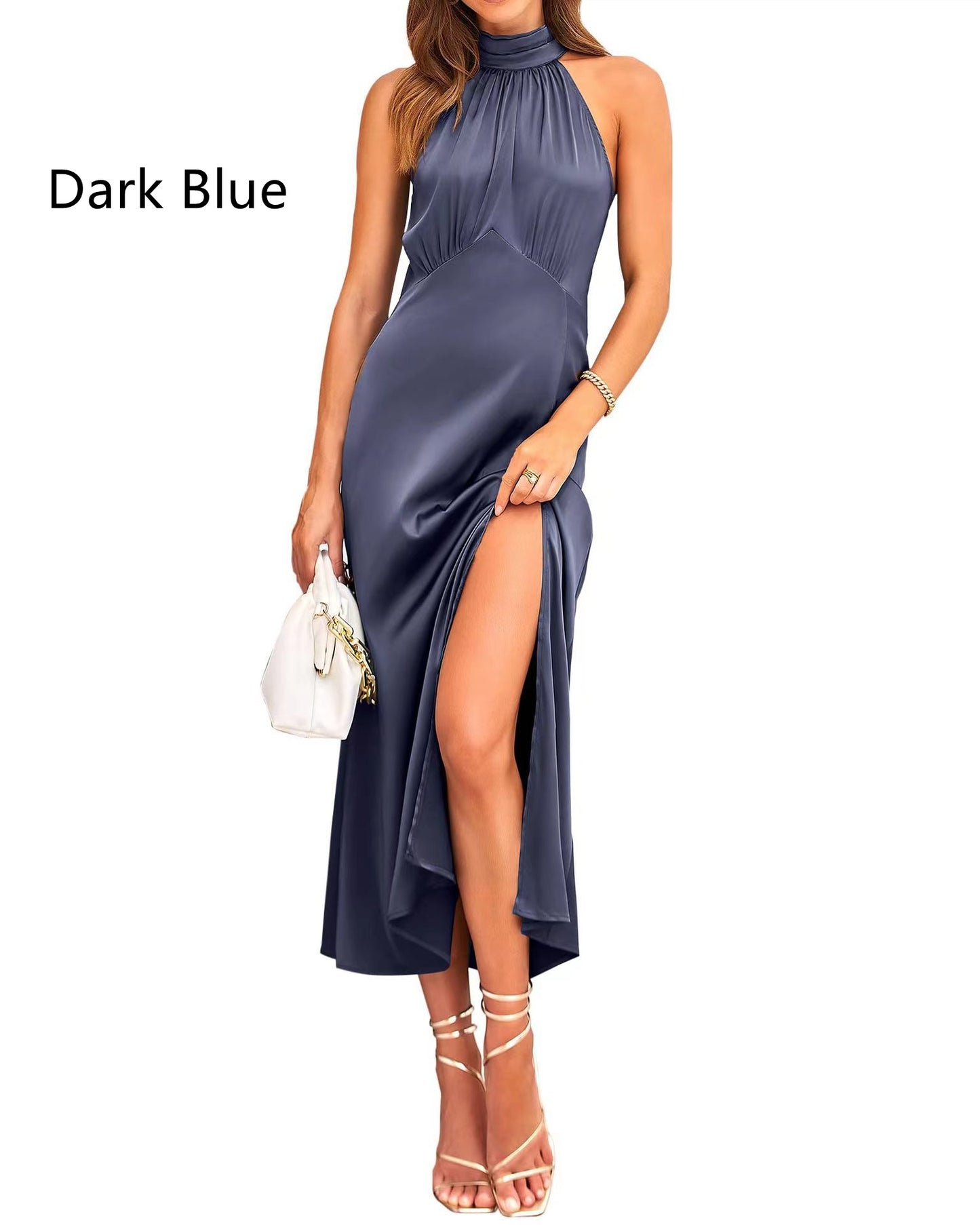 Slit Medium Length Evening Gown